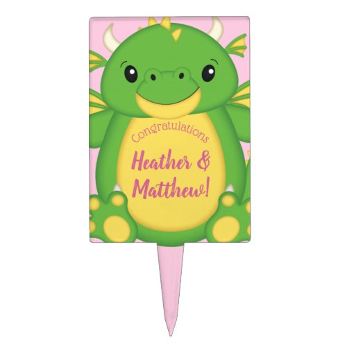 Dragon Baby Shower Pink Cake Topper