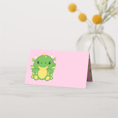 Dragon Baby Shower Pink Place Card