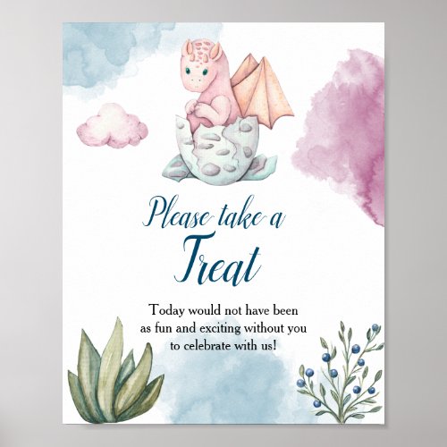 Dragon Baby Shower Take a Treat Poster Sign