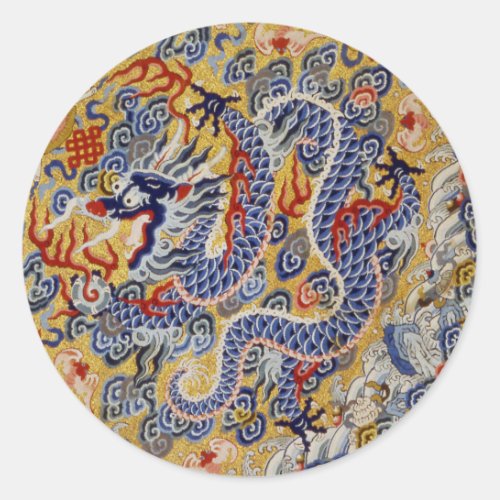 Dragon badge 19th century China Classic Round Sticker