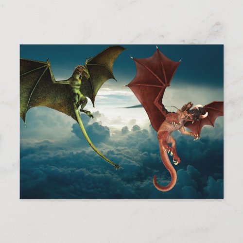 Dragon Battle Fantasy Postcard