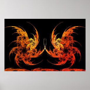Dragon Battle Fractal Art Poster
