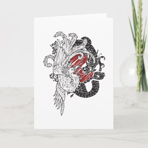 Dragon  Bird Phoenix Ying Yang Chinese Card