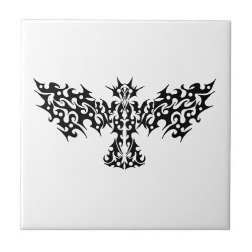 Dragon Bird Tribal Tattoo Design Ceramic Tile