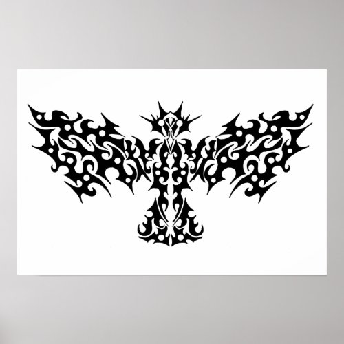 Dragon Bird Tribal Tattoo Poster Print