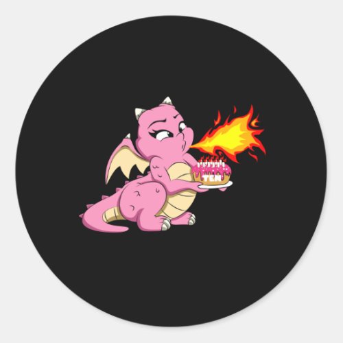 DRAGON BIRTHDAY 10 10th Birthday Girl Cute Dragon Classic Round Sticker