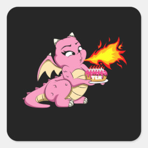 DRAGON BIRTHDAY 10 10th Birthday Girl Cute Dragon Square Sticker