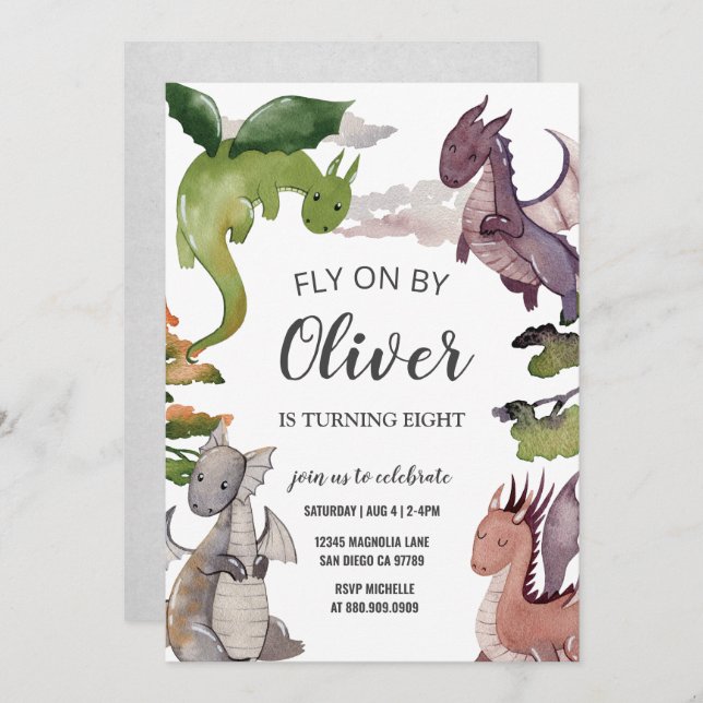 Dragon Birthday Invitation (Front/Back)