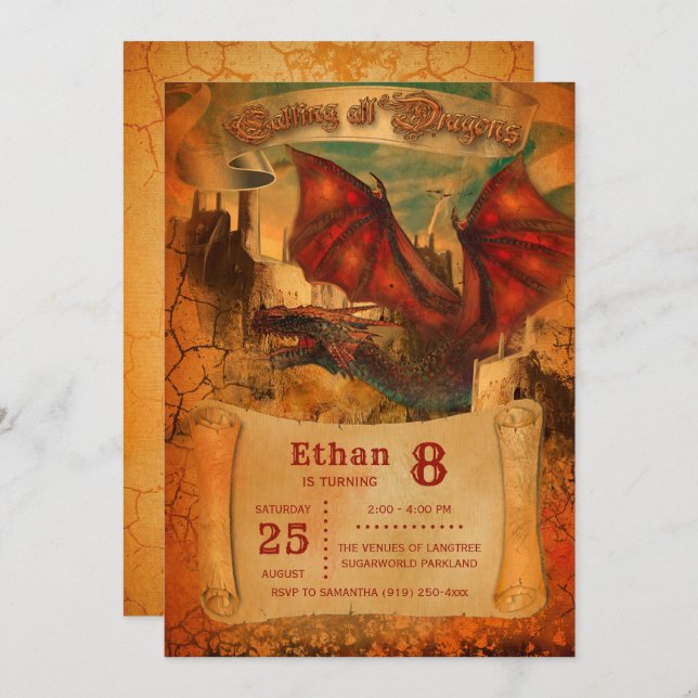Dragon Birthday Invitation (Front/Back)