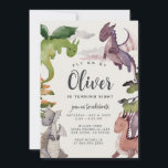 Dragon Birthday Invitation • Dragons Watercolor<br><div class="desc">Modern Dragon Birthday Invitation. Sweet Watercolor Dragons.</div>
