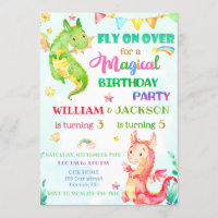 Dragon birthday invitation Joint birthday invite