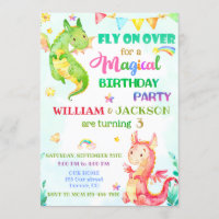 Dragon birthday invitation Joint birthday invite