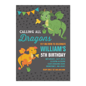 Dragon Birthday Invitation Knights & Dragons Party