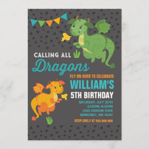 Dragon Birthday Invitation Knights & Dragons Party