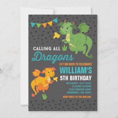 Dragon Birthday Invitation Knights  Dragons Party