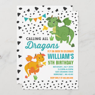 Dragon Birthday Invitation Knights & Dragons Party