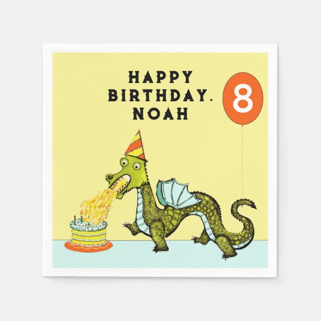Dragon Birthday Paper Napkins (Front)
