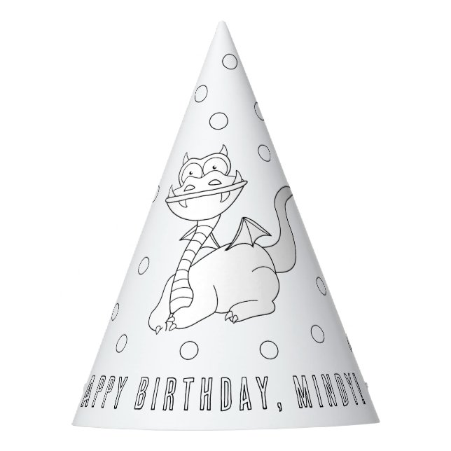 Dragon Birthday Party - Color Your Own Party Hat (Front)
