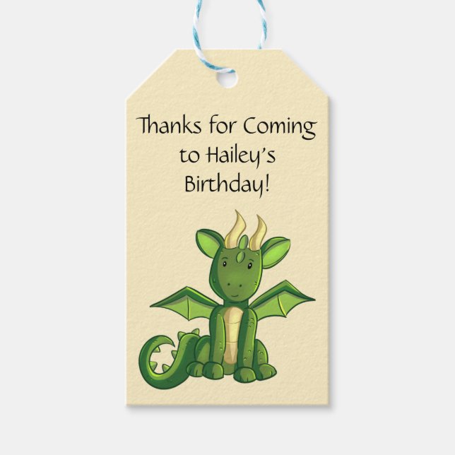 Dragon Birthday Party Favor Tag (Front)