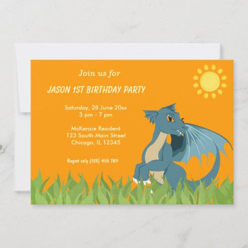Dragon Birthday Party Custom Invitation