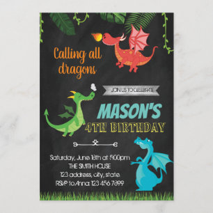 Dragon birthday party invitation