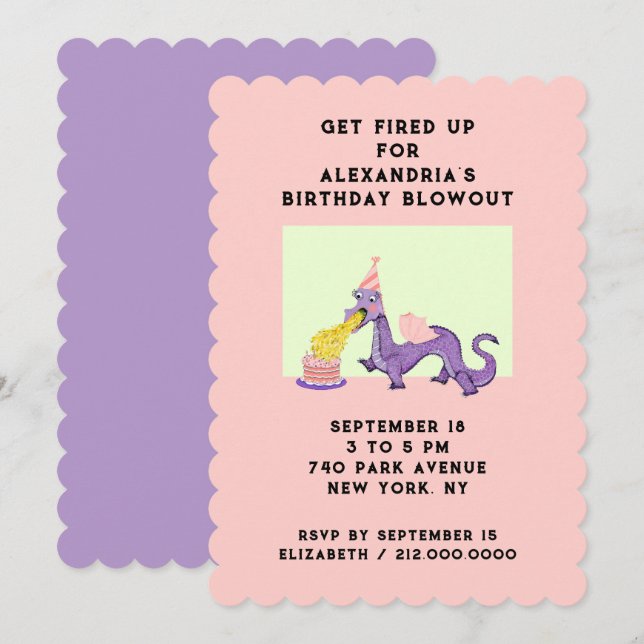 Dragon Birthday Party Invitations (Front/Back)