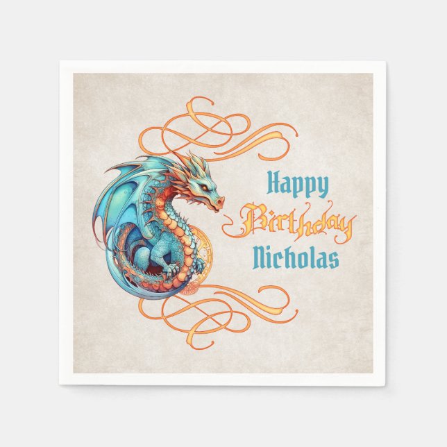 Dragon Birthday Party Napkins (Front)