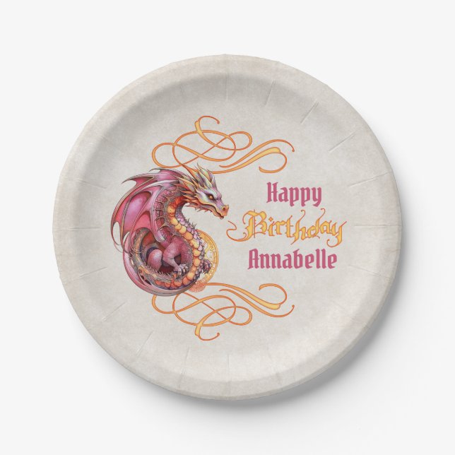 Dragon Birthday Party Paper Plates (Front)
