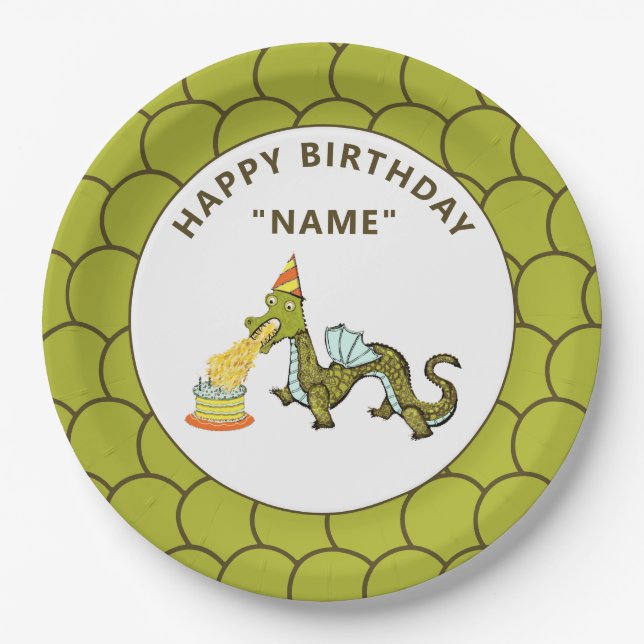 Dragon Birthday Party Paper Plates (Front)