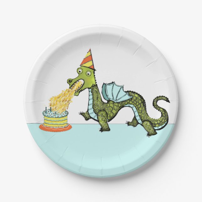 Dragon Birthday Party Paper Plates (Front)