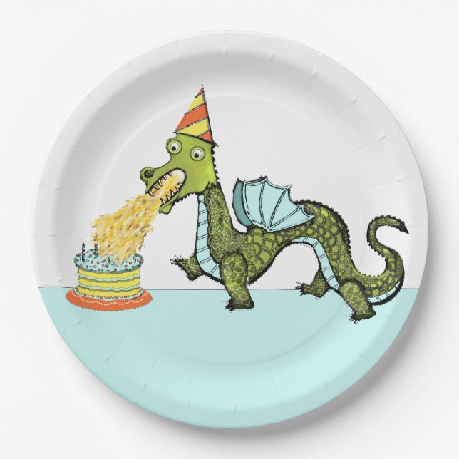 Dragon Birthday Party Paper Plates (Front)