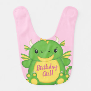 Dragon Birthday Party Pink Baby Bib