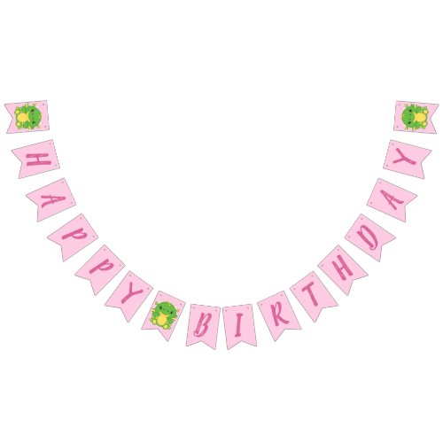 Dragon Birthday Party Pink Bunting Flags