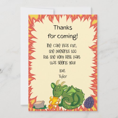 Dragon Birthday Party Thank You Card