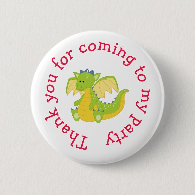 Dragon Birthday  'Thank you for coming' Button (Front)