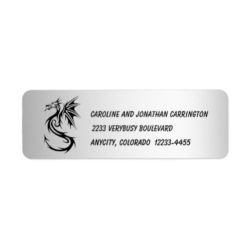 Dragon Black and Silver Return Address Label