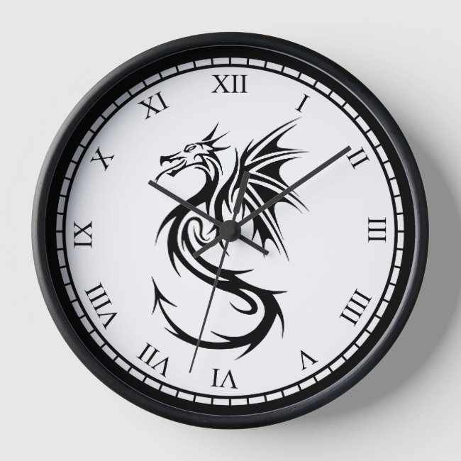 Dragon Black and White Clock