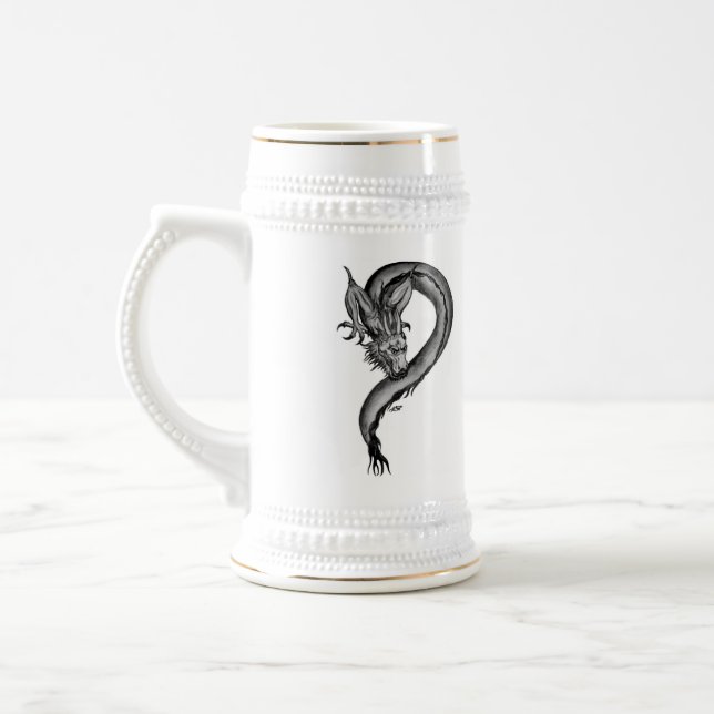 Dragon black and white Design Beer Stein (Left)
