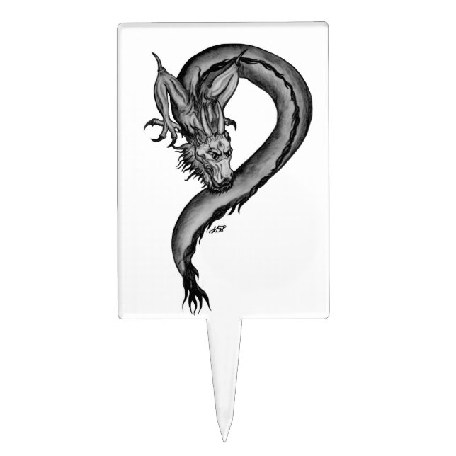 Dragon black and white Design Cake Topper (Front)