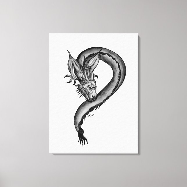 Dragon black and white Design Canvas Print (Front)