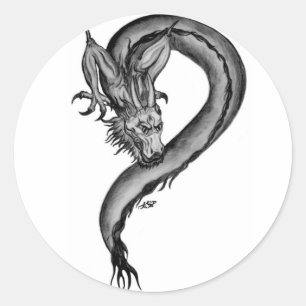 Dragon black and white Design Classic Round Sticker