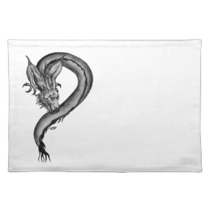 Dragon black and white Design Cloth Placemat