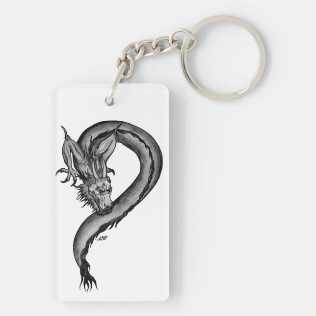 Dragon black and white Design Keychain (Back)