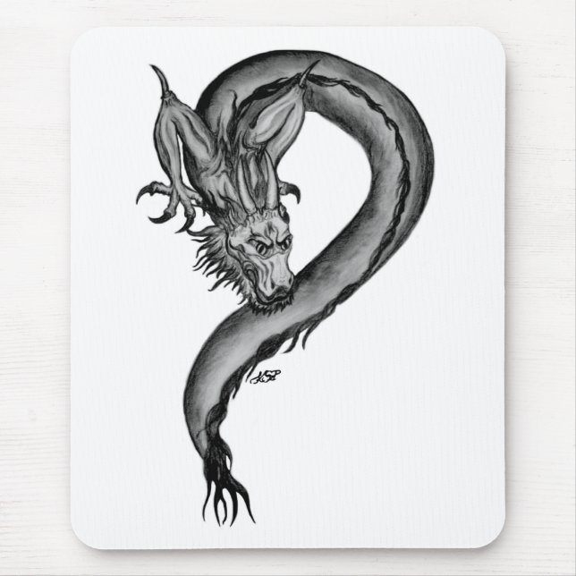Dragon black and white Design Mouse Pad (Front)