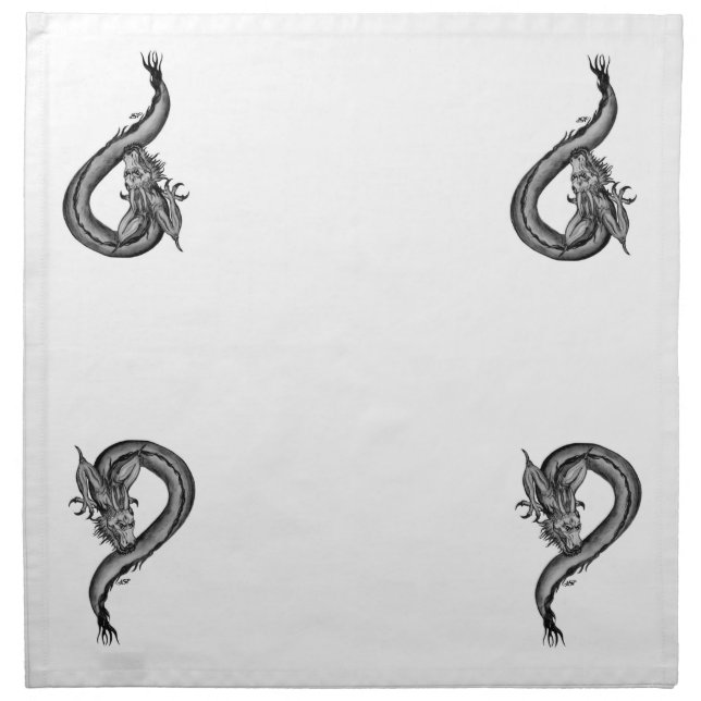 Dragon black and white Design Napkin (Front)