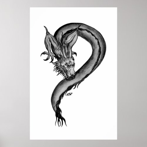 Dragon black and white Design Poster