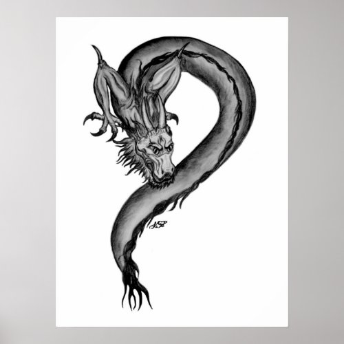 Dragon black and white Design Poster