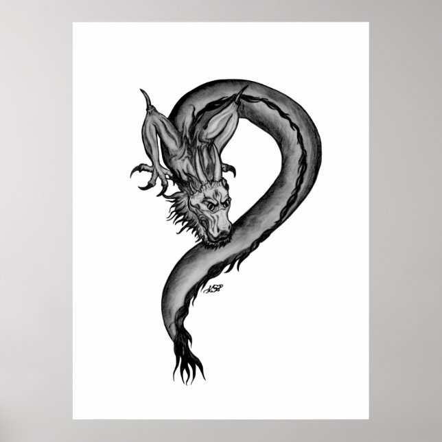 Dragon black and white Design Poster (Front)