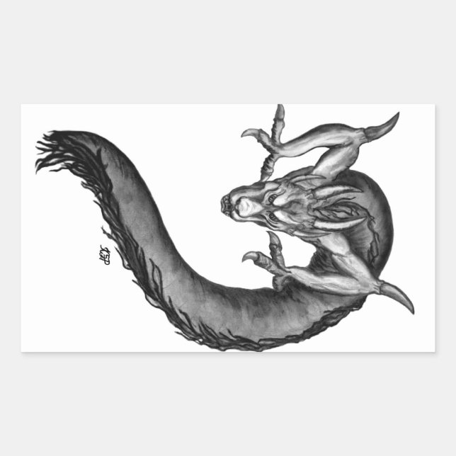 Dragon black and white Design Rectangular Sticker (Front)