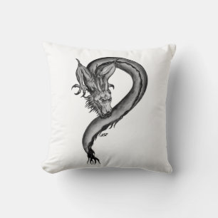 Dragon black and white Design Throw Pillow